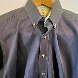 King Ranch Navy Twill Shirt Button Up Long Sleeve Rancher Cowboy Rodeo Men SZ‎ L